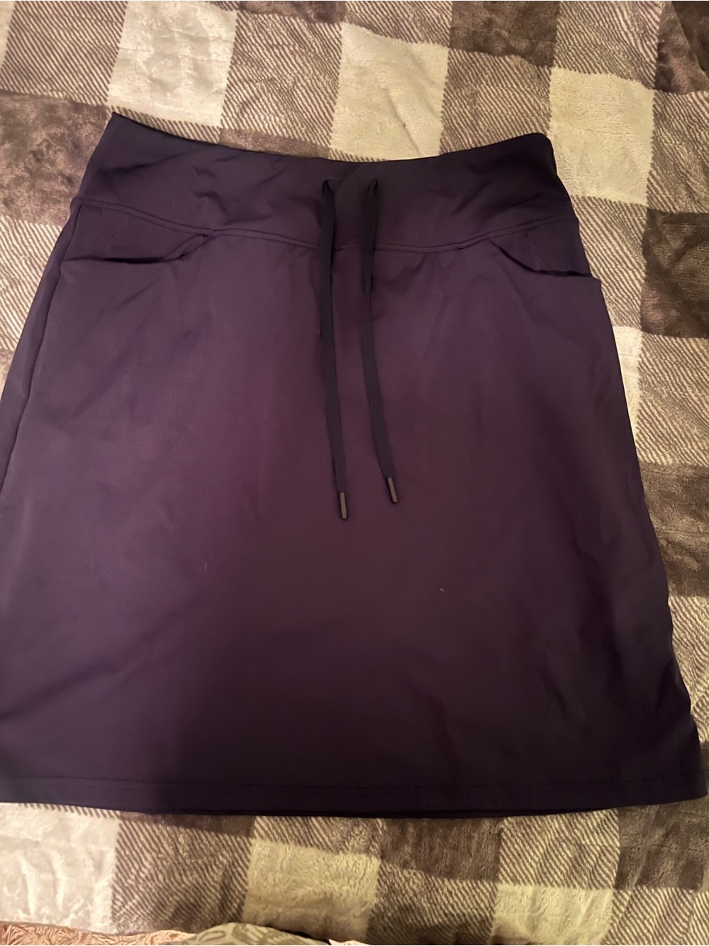 Women's Drawstring Athletic Skirt w Shorts Navy Blue Large